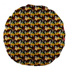 Vintage Hippie Girl Pattern Yellow Large 18  Premium Flano Round Cushions by snowwhitegirl