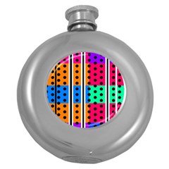 Polka Dots Two Times 5 Black Round Hip Flask (5 Oz) by impacteesstreetwearten