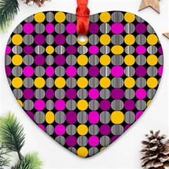 Polka Dots Two Times 4 Black Ornament (heart) by impacteesstreetwearten