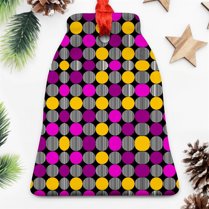 Polka Dots Two Times 4 Black Ornament (Bell)