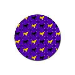 Elegant Pugs Rubber Round Coaster (4 Pack) 