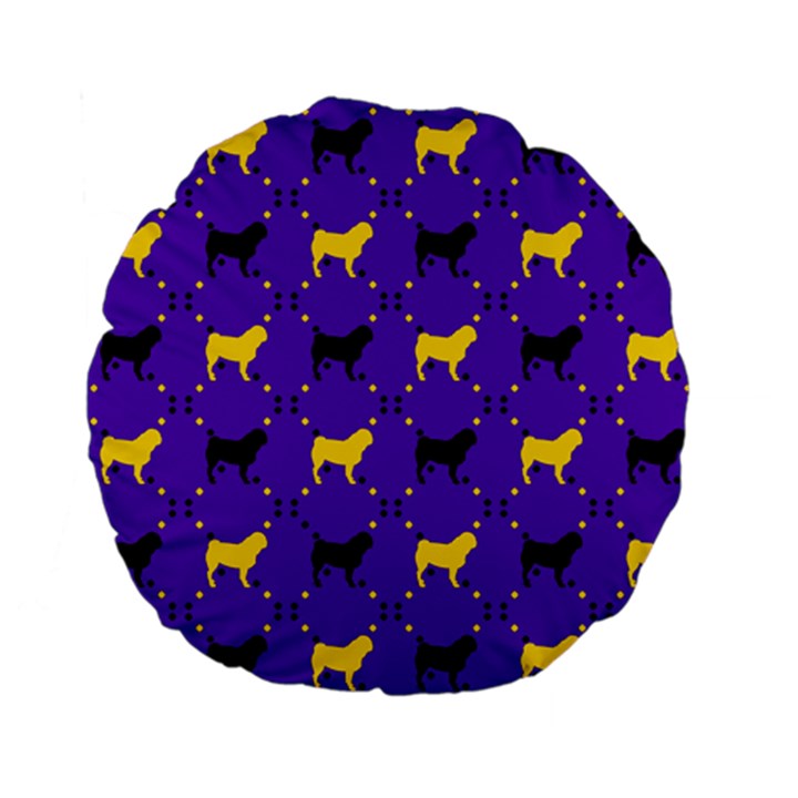 Elegant Pugs Standard 15  Premium Flano Round Cushions