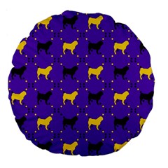 Elegant Pugs Large 18  Premium Flano Round Cushions by ElegantGP