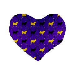 Elegant Pugs Standard 16  Premium Flano Heart Shape Cushions by ElegantGP