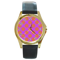 Polka Dots Two Times 7 Round Gold Metal Watch by impacteesstreetwearten