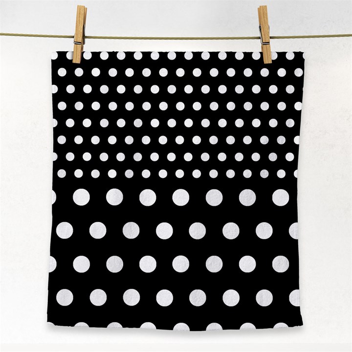 Polka Dots Two Times 11 Black Face Towel