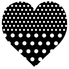 Polka Dots Two Times 11 Black Wooden Puzzle Heart