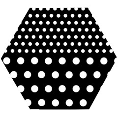 Polka Dots Two Times 11 Black Wooden Puzzle Hexagon