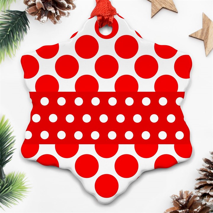 Polka Dots Two Times 9 Snowflake Ornament (Two Sides)