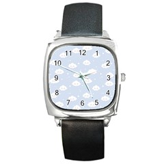 Kawaii Cloud Pattern Square Metal Watch by Valentinaart