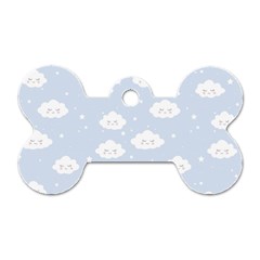 Kawaii Cloud Pattern Dog Tag Bone (one Side) by Valentinaart