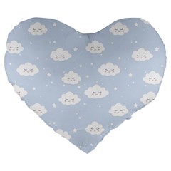 Kawaii Cloud Pattern Large 19  Premium Heart Shape Cushions by Valentinaart