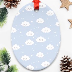 Kawaii Cloud Pattern Ornament (oval) by Valentinaart