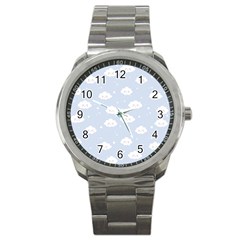 Kawaii Cloud Pattern Sport Metal Watch by Valentinaart