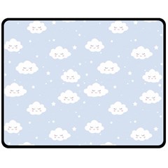 Kawaii Cloud Pattern Double Sided Fleece Blanket (medium)  by Valentinaart