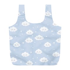 Kawaii Cloud Pattern Full Print Recycle Bag (l) by Valentinaart