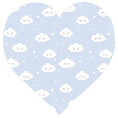 Kawaii Cloud Pattern Wooden Puzzle Heart