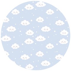 Kawaii Cloud Pattern Wooden Puzzle Round by Valentinaart