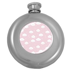 Kawaii Cloud Pattern Round Hip Flask (5 Oz) by Valentinaart