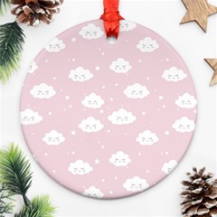 Kawaii Cloud Pattern Round Ornament (two Sides)