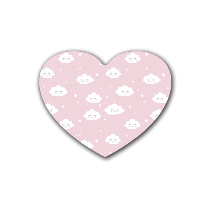 Kawaii cloud pattern Rubber Coaster (Heart) 