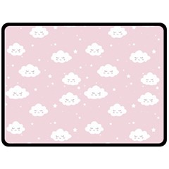 Kawaii Cloud Pattern Fleece Blanket (large)  by Valentinaart