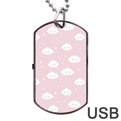 Kawaii Cloud Pattern Dog Tag Usb Flash (two Sides) by Valentinaart