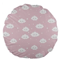 Kawaii Cloud Pattern Large 18  Premium Round Cushions by Valentinaart