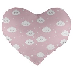 Kawaii Cloud Pattern Large 19  Premium Heart Shape Cushions