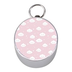 Kawaii Cloud Pattern Mini Silver Compasses by Valentinaart