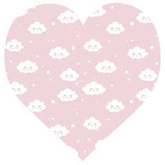 Kawaii Cloud Pattern Wooden Puzzle Heart