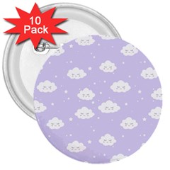 Kawaii Cloud Pattern 3  Buttons (10 Pack)  by Valentinaart