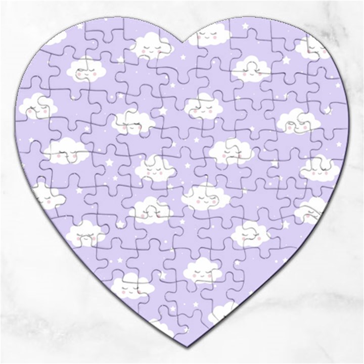 Kawaii cloud pattern Jigsaw Puzzle (Heart)