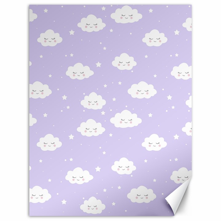 Kawaii cloud pattern Canvas 12  x 16 