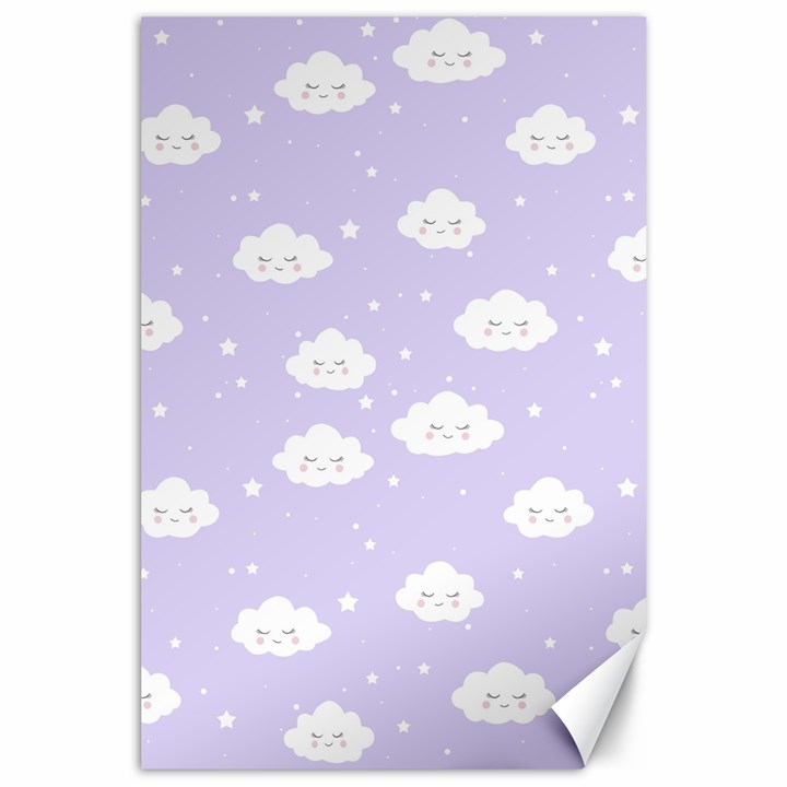 Kawaii cloud pattern Canvas 24  x 36 