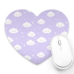 Kawaii Cloud Pattern Heart Mousepads