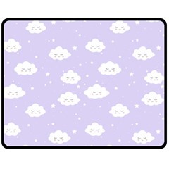 Kawaii Cloud Pattern Fleece Blanket (medium)  by Valentinaart