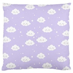 Kawaii Cloud Pattern Large Cushion Case (one Side) by Valentinaart