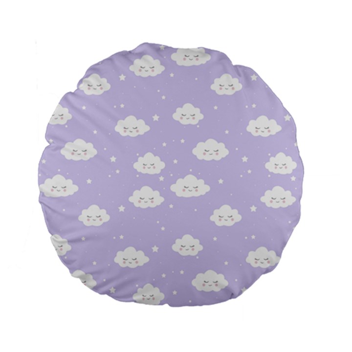 Kawaii cloud pattern Standard 15  Premium Flano Round Cushions