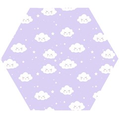 Kawaii Cloud Pattern Wooden Puzzle Hexagon by Valentinaart