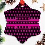 Polka Dots Two Times 8 Black Snowflake Ornament (Two Sides) Front