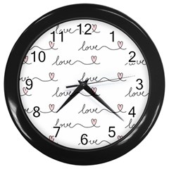 Pattern With Love Words Wall Clock (black) by Vaneshart