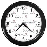 Pattern With Love Words Wall Clock (Black) Front