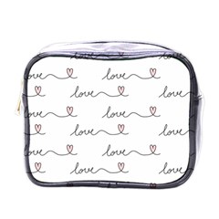 Pattern With Love Words Mini Toiletries Bag (one Side) by Vaneshart