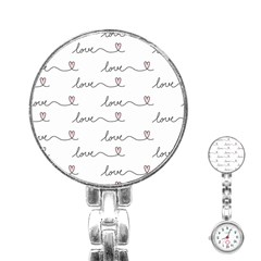 Pattern With Love Words Stainless Steel Nurses Watch by Vaneshart