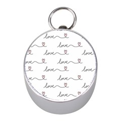 Pattern With Love Words Mini Silver Compasses by Vaneshart