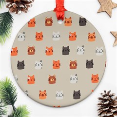 Cat Faces Pattern Ornament (round) by Vaneshart