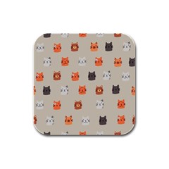 Cat Faces Pattern Rubber Square Coaster (4 pack) 