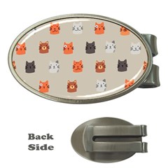 Cat Faces Pattern Money Clips (oval)  by Vaneshart