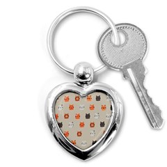 Cat Faces Pattern Key Chain (Heart)